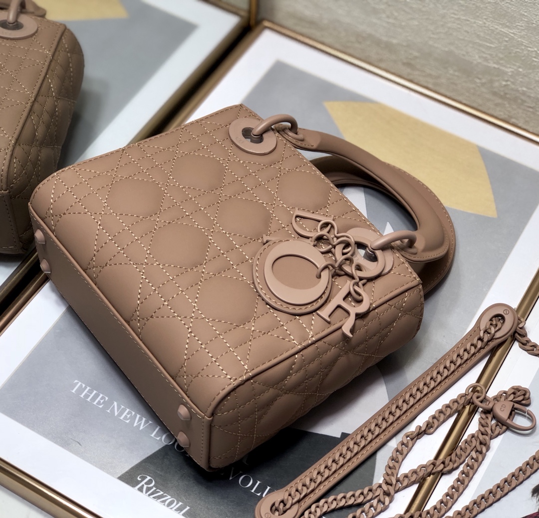 Mini Lady Dior Bag Biscuit Ultramatte Cannage Calfskin